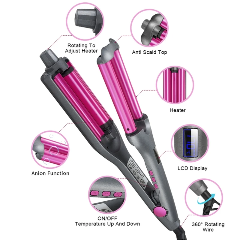 US/EU Plug Negative Ion Hair Curler Ceramic Fast Heating Thermostat Curling Iron
US/EU Plug Negative Ion Hair Curler Ceramic Fast Heating Thermostat Curling Iron