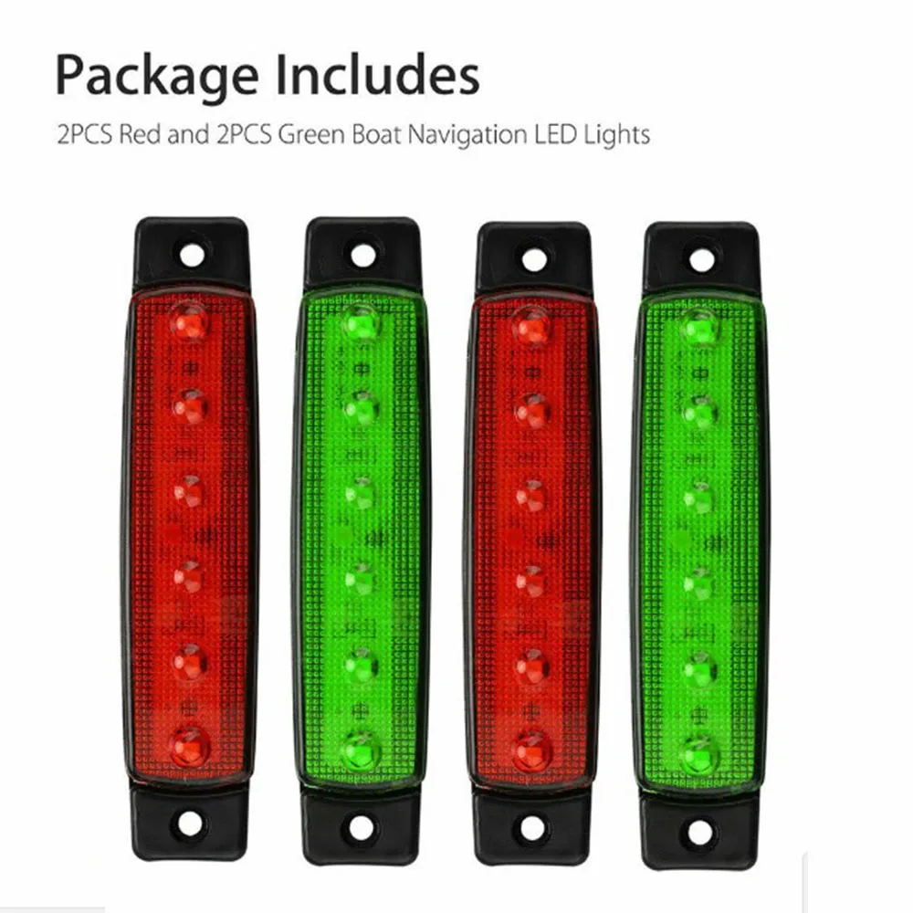 4Pcs Red+Green Navigation 6LED Lights Stern Boat Starboard Lamp Set DC12V Waterproof Long Strip Side Lights Starboard Lights
4Pcs Red+Green Navigation 6LED Lights Stern Boat Starboard Lamp Set DC12V Waterproof Long Strip Side Lights Starboard Lights