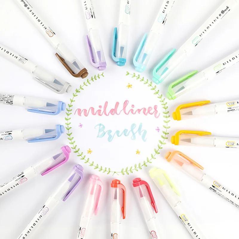 10 новых цветов Zebra WFT8 MildLiner двойной наконечник хайлайтер мягкая кисть Рисование