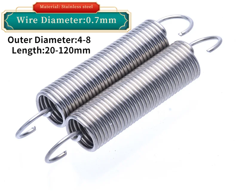10pcs Wire Diameter:0.7 Stainless Steel Tension Spring Opening with Hook Tension Tension Spring Outer Diameter:4-8 Length:20-120
10pcs Wire Diameter:0.7 Stainless Steel Tension Spring Opening with Hook Tension Tension Spring Outer Diameter:4-8 Length:20-120