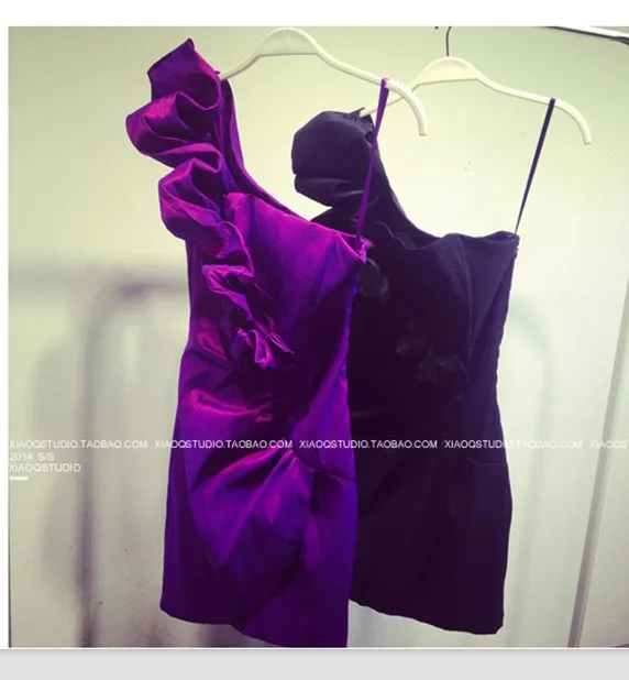 free shipping women summer dress taffeta ruffles one shoulder vestido de festa 2018 new fashion sexy purple short evening dress 
free shipping women summer dress taffeta ruffles one shoulder vestido de festa 2018 new fashion sexy purple short evening dress