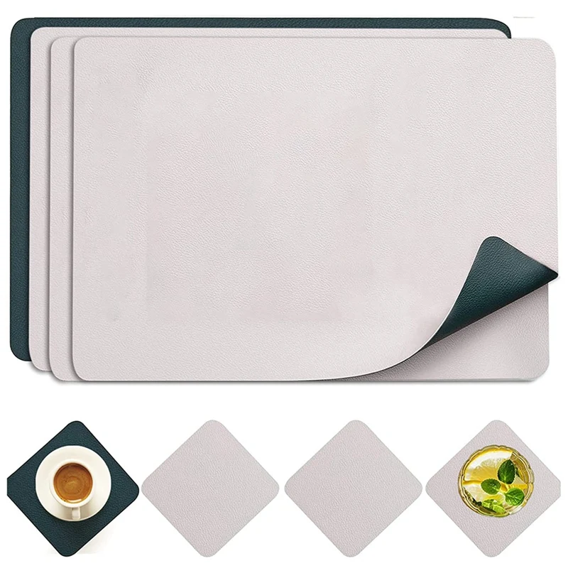 Placemats Leather and Coasters, Double-Sided Placemats Washable Non-Slip PU Glass Coasters Place Mats
Placemats Leather and Coasters, Double-Sided Placemats Washable Non-Slip PU Glass Coasters Place Mats
