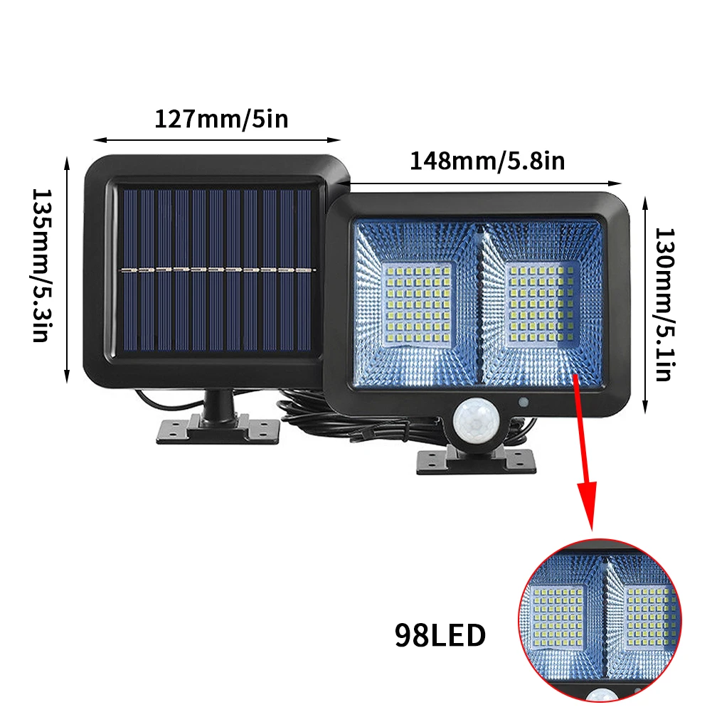 98cob Solar Light Outdoor Motion Sensor Recharge Solar Wall Light Waterproof Emergency Led Light Street Garden Porch Lamp
98cob Solar Light Outdoor Motion Sensor Recharge Solar Wall Light Waterproof Emergency Led Light Street Garden Porch Lamp