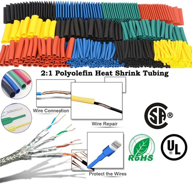164pcs Heat Shrink Tube Kit Shrinking Assorted Polyolefin Insulation Sleeving Heat Shrink Tubing Wire Cable 8 Sizes 2:1
164pcs Heat Shrink Tube Kit Shrinking Assorted Polyolefin Insulation Sleeving Heat Shrink Tubing Wire Cable 8 Sizes 2:1