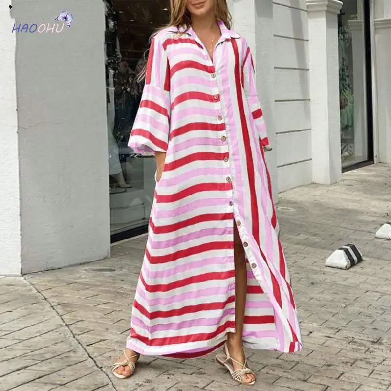 HAOOHU Striped Cardigan Cotton Temperament Commute Loose Casual Plus Large Big Size Long Shirt Dresses Woman Summer 2021 Ladies
HAOOHU Striped Cardigan Cotton Temperament Commute Loose Casual Plus Large Big Size Long Shirt Dresses Woman Summer 2021 Ladies