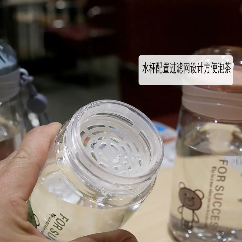 Fresh Cartoon Bear portable cup with lifting rope filter plastic cup portable heat resistant and fall proof student water bottle
Fresh Cartoon Bear portable cup with lifting rope filter plastic cup portable heat resistant and fall proof student water bottle