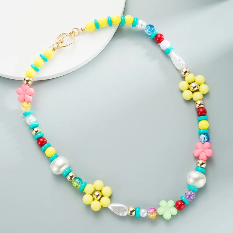 Bohemia Mixed Color Cute Flower Beads Pearl Handmade Choker Necklace for Women Girls Party Stone Clavicle Necklace Boho Jewelry
Bohemia Mixed Color Cute Flower Beads Pearl Handmade Choker Necklace for Women Girls Party Stone Clavicle Necklace Boho Jewelry