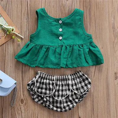 Summer Baby Girls Plaid Clothes Newborn Green Sleeveless Tops Vest+Ruffles shorts Outfits set
Summer Baby Girls Plaid Clothes Newborn Green Sleeveless Tops Vest+Ruffles shorts Outfits set