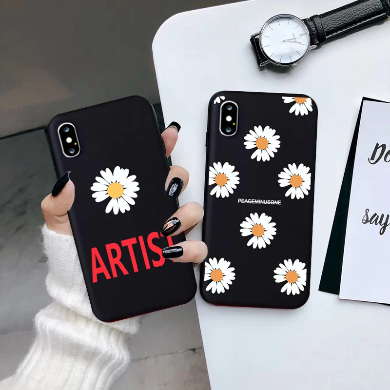 Модный чехол GYKZ Peaceminusone с цветочным фрагментом для iPhone 6 6s XS MAX XR 11 Pro X 7 8 Plus черный