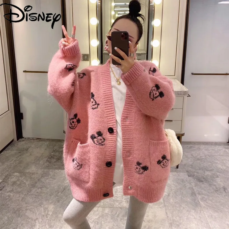 Трикотажная куртка Disney, осенне-зимний длинный кардиган в Корейском стиле с Микки Маусом, плотный свитер для молодых женщин
Трикотажная куртка Disney, осенне-зимний длинный кардиган в Корейском стиле с Микки Маусом, плотный свитер для молодых женщин