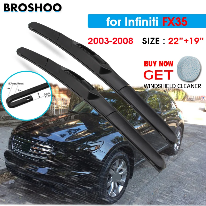 

Car Wiper Blade For Infiniti FX35 22"+19" 2003-2008 Auto Windscreen Windshield Wipers Blades Window Wash Fit U Hook Arms