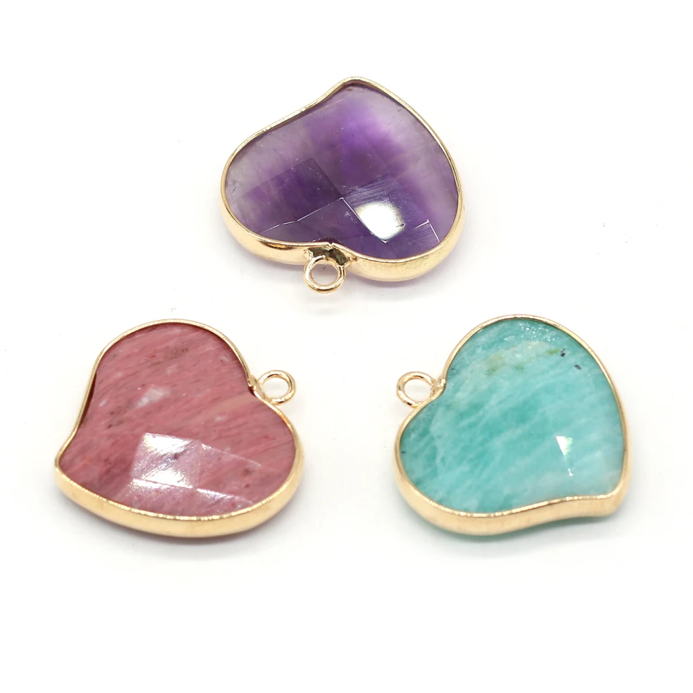 New Natural Stone Pendant Fashion Heart Shaped Gilt Edge Pendant for Women Jewelry Making DIY Necklaces Accessories Size 20x35mm
New Natural Stone Pendant Fashion Heart Shaped Gilt Edge Pendant for Women Jewelry Making DIY Necklaces Accessories Size 20x35mm