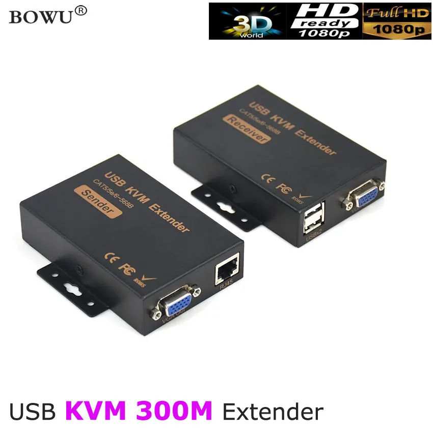 Квм удлинитель USB 300 м 1080P 60 Гц длинный диапазон футов по кабель Ethernet категории 5e/6