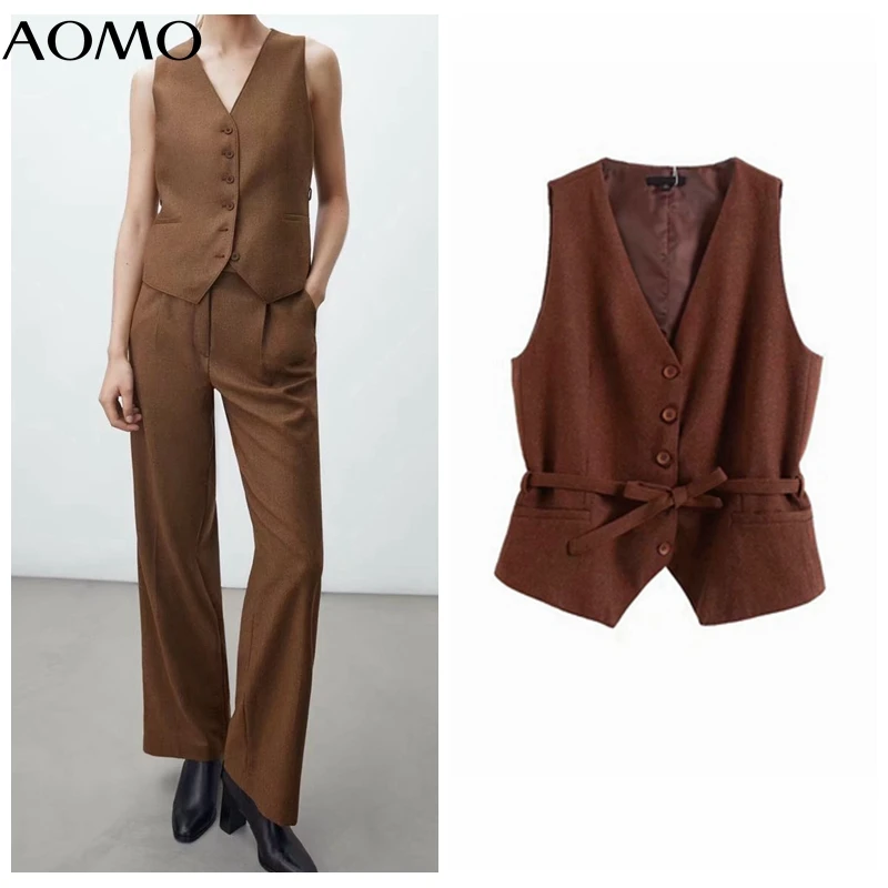 Жилет AOMO женский с V-образным вырезом, модный безрукавка с вырезом лодочкой, шикарный топ, 4C221A, 2021 
Жилет AOMO женский с V-образным вырезом, модный безрукавка с вырезом лодочкой, шикарный топ, 4C221A, 2021