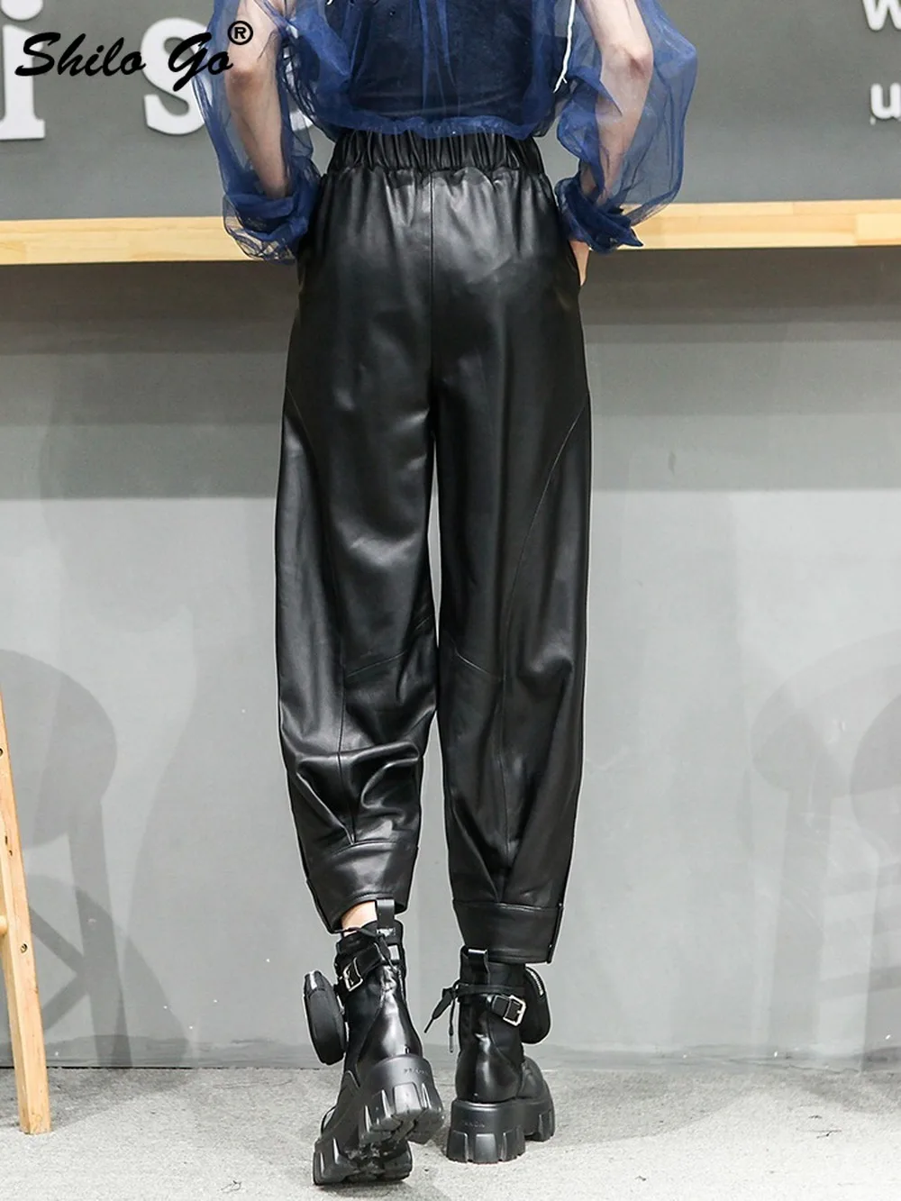 High Street Carrot Pants Womens Winter Casual Elastic High Waist Genuine Leather Cross Pants Black Solid Plus Sheepskin Trousers
High Street Carrot Pants Womens Winter Casual Elastic High Waist Genuine Leather Cross Pants Black Solid Plus Sheepskin Trousers