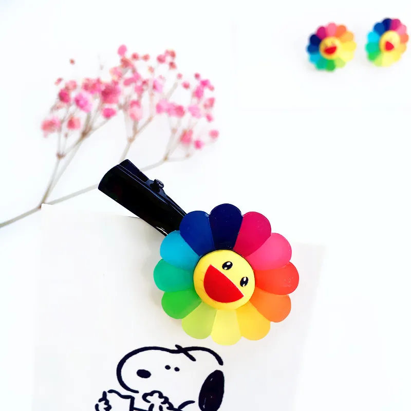 Fashion Rainbow Sunflower Hairpins for Women Ponytail Holder Cute Cartoon Smile Sun Flowers Hair Clips Girl Headwear Accessories
Fashion Rainbow Sunflower Hairpins for Women Ponytail Holder Cute Cartoon Smile Sun Flowers Hair Clips Girl Headwear Accessories