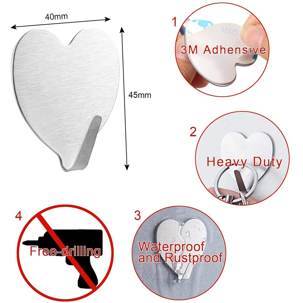 Suction Cup Adhesive Hanger 4pcs Love Stainless Steel Hooks 6pcs Plastic Hooks Creative Bathroom Nail-free Seamless Rack
Suction Cup Adhesive Hanger 4pcs Love Stainless Steel Hooks 6pcs Plastic Hooks Creative Bathroom Nail-free Seamless Rack
