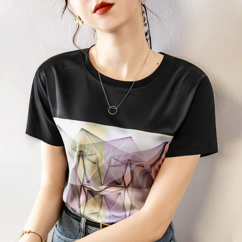 Basic T-shirt Short Sleeve Fashion Satin Digital Printed T-shirt 2021 Summer Glossy Loose Comfortable Bottoming Shirt New
Basic T-shirt Short Sleeve Fashion Satin Digital Printed T-shirt 2021 Summer Glossy Loose Comfortable Bottoming Shirt New