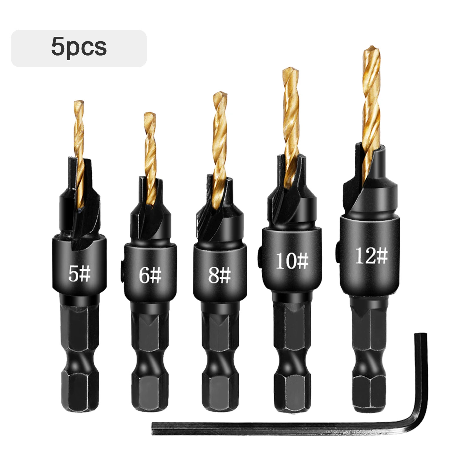6Pcs Countersink Drill Woodworking Drill Bit Set Drilling Pilot Holes For Screw Sizes Hand Tool Set #5 #6 #8 #10 #12
6Pcs Countersink Drill Woodworking Drill Bit Set Drilling Pilot Holes For Screw Sizes Hand Tool Set #5 #6 #8 #10 #12