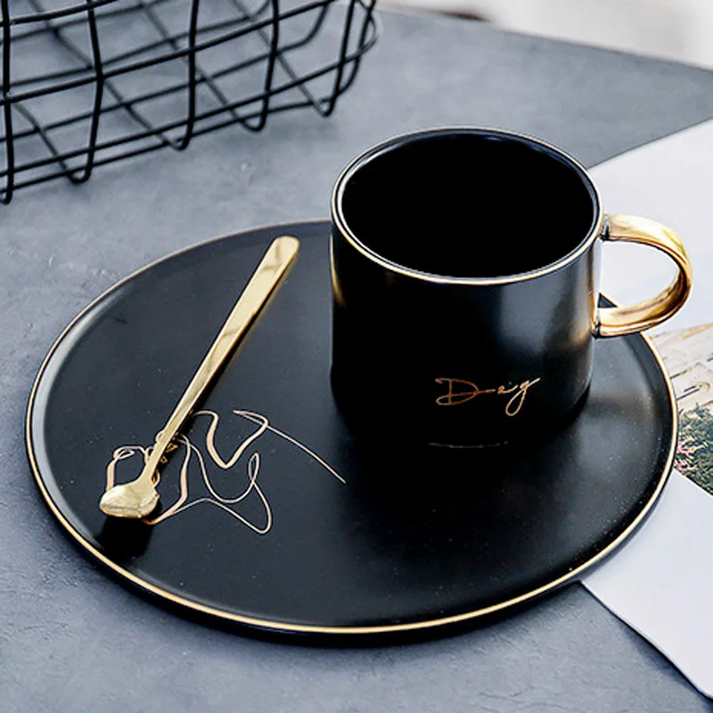 European Ceramic Coffee Cup Set Couple Mug English Afternoon Tea Practical and Dish with Spoon Dessert Plate Drop Ship | Дом и сад