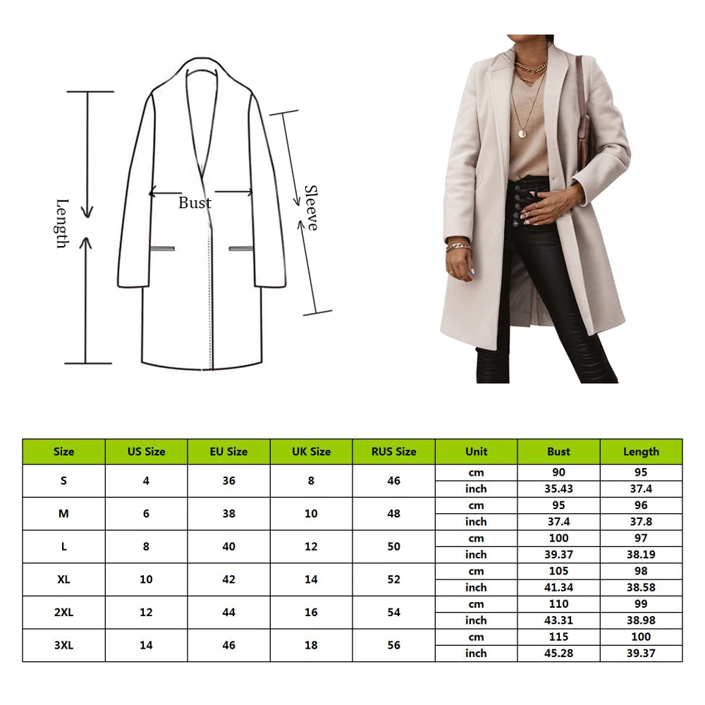 2021 Winter Casual Elegant Overcoat New Women Autumn Woolen coat Warm Long Sleeve Turn-down Collar Outwear Women Jacket
2021 Winter Casual Elegant Overcoat New Women Autumn Woolen coat Warm Long Sleeve Turn-down Collar Outwear Women Jacket