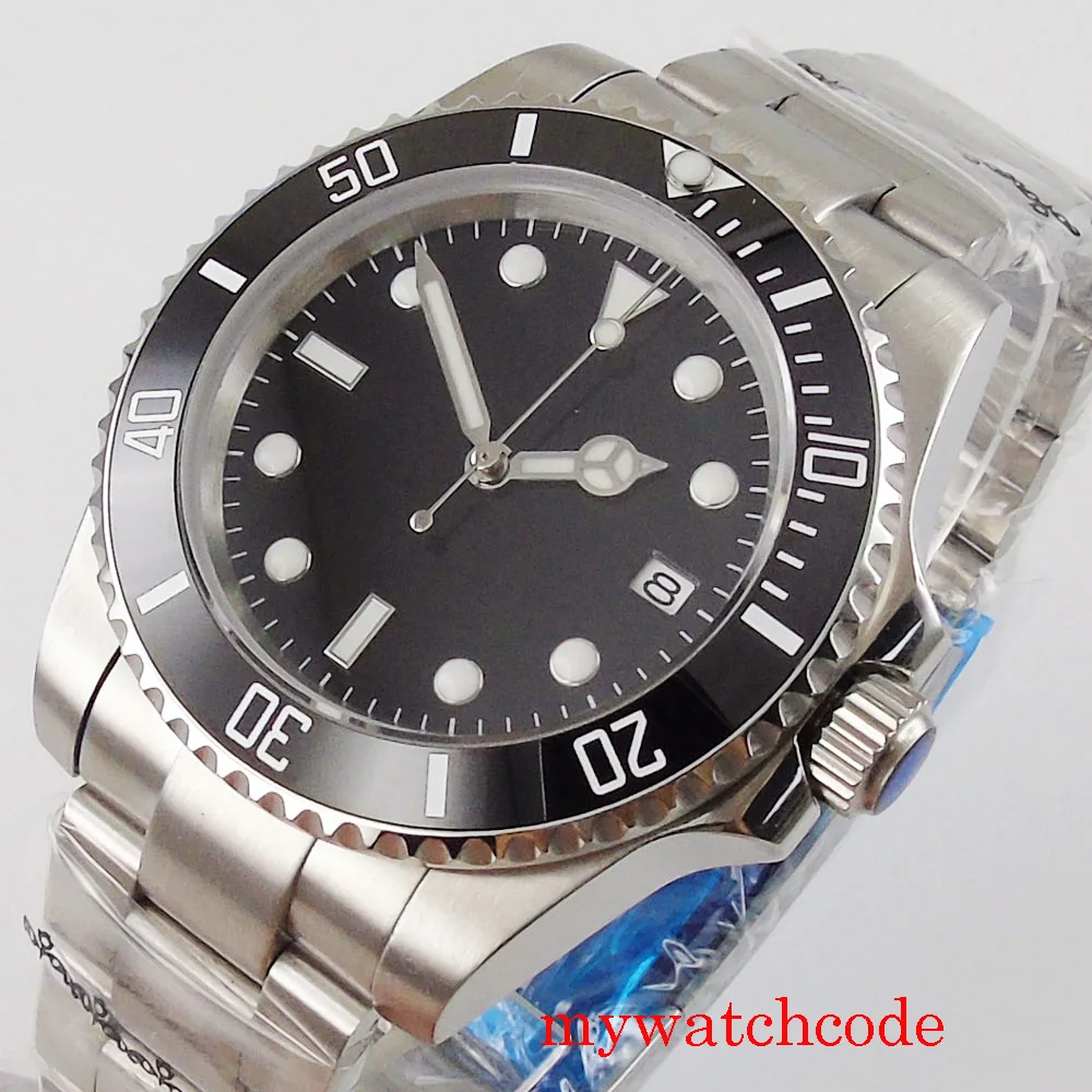 40mm black sterile dial automatic men watch NH35 miyota 8215 PT5000 movement canlendar sapphire crystal stainless steel strap
40mm black sterile dial automatic men watch NH35 miyota 8215 PT5000 movement canlendar sapphire crystal stainless steel strap