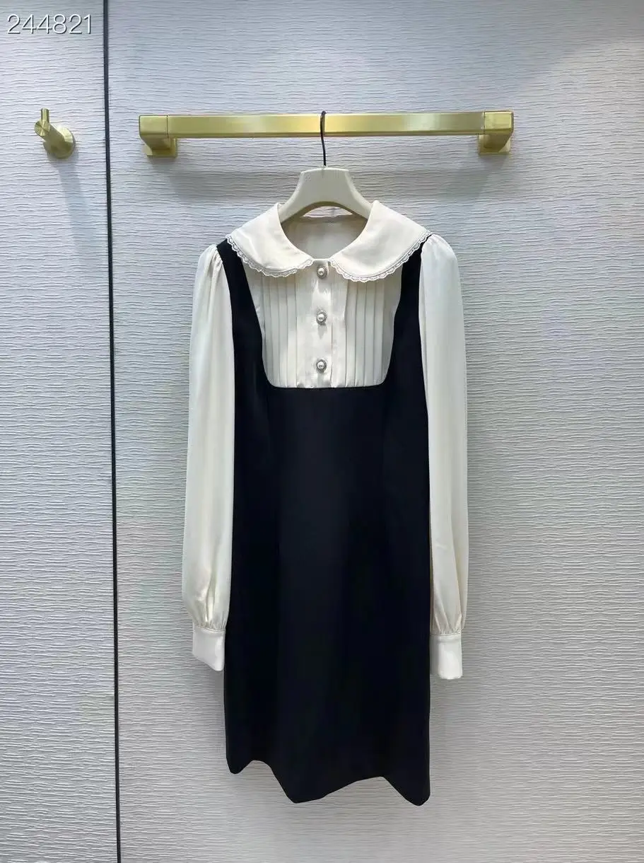 Fashion Runway Long Sleeve Mini Dresses Women's Elegant Party Color Patchwork Peter pan Collar Pearl Buttons Top Dress
Fashion Runway Long Sleeve Mini Dresses Women's Elegant Party Color Patchwork Peter pan Collar Pearl Buttons Top Dress