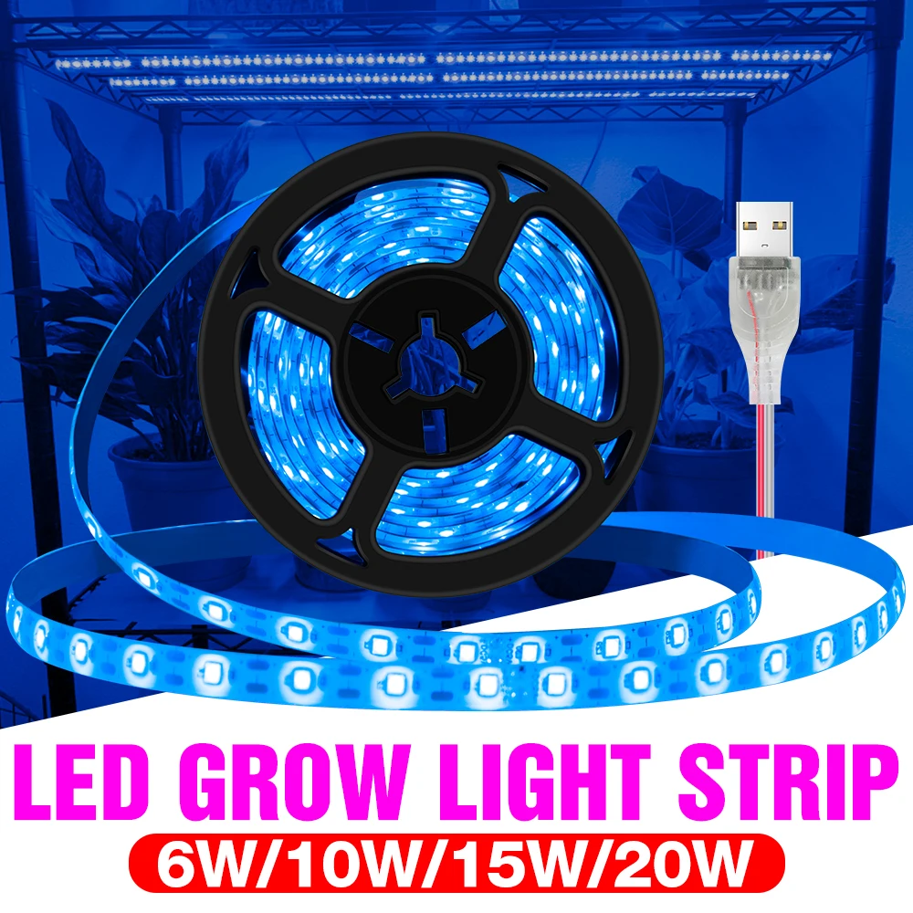 

USB phyto Light Strip 5V LED Full Spectrum Plant Grow Lamp 0.5M 1M 2M 3M Hydroponics Light Greenhouse Veg Flower Growth Lighting