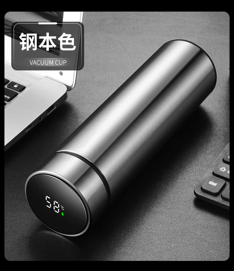 Gray 500ml Thermos Vacuum Flasks Temperature Display Stainless Steel Hot Water Bottle
Gray 500ml Thermos Vacuum Flasks Temperature Display Stainless Steel Hot Water Bottle