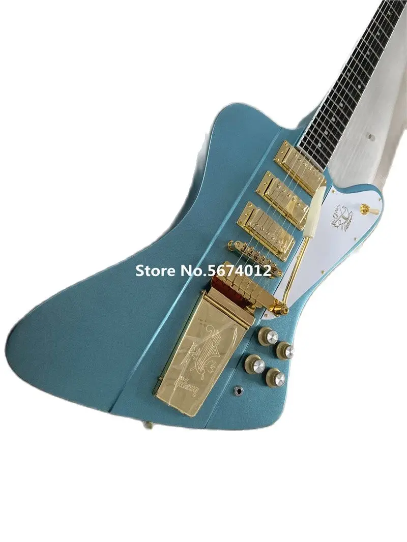 High quality custom electric guitar metal light blue, gold accessories tremolo free shipping
High quality custom electric guitar metal light blue, gold accessories tremolo free shipping