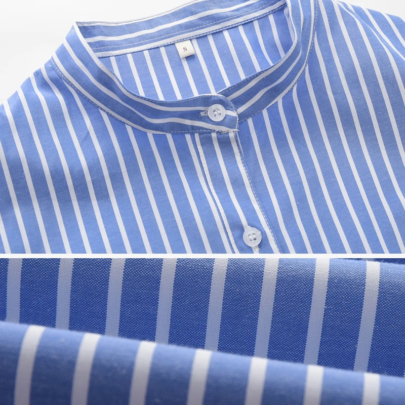 Women Blouses 2021 Spring New Simple Casual Blue Red Striped Long Sleeve Shirt Female Stand Collar Plus Size Blouse Tops Blusas
Women Blouses 2021 Spring New Simple Casual Blue Red Striped Long Sleeve Shirt Female Stand Collar Plus Size Blouse Tops Blusas