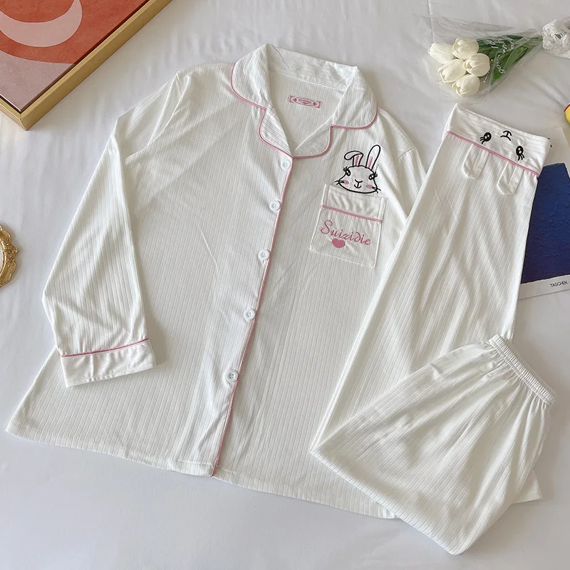Women's Pajamas Spring Autumn Cute Eared Rabbit Cardigan Suit Korean Style Long Sleeve Fresh Homewear Summer and Winter
Women's Pajamas Spring Autumn Cute Eared Rabbit Cardigan Suit Korean Style Long Sleeve Fresh Homewear Summer and Winter