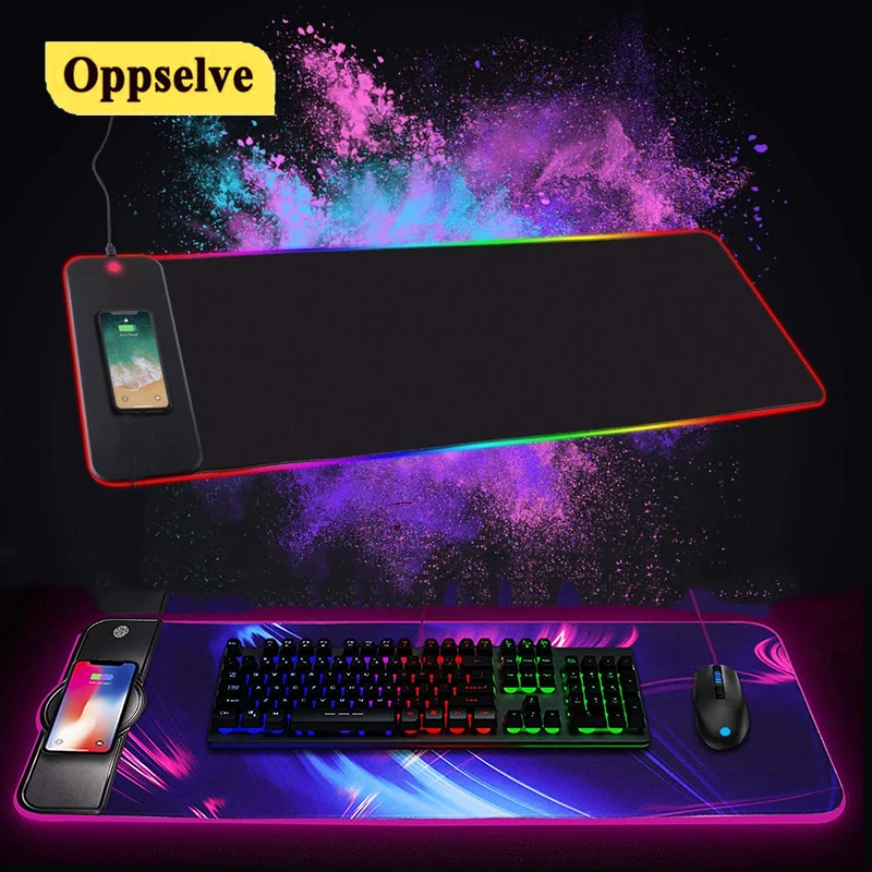 Wireless Charging RGB Gaming Mousepad For QI Colorful Luminous LED Light Pad Large Size for Computer Desktop Gaming Keyboard Pad
Wireless Charging RGB Gaming Mousepad For QI Colorful Luminous LED Light Pad Large Size for Computer Desktop Gaming Keyboard Pad