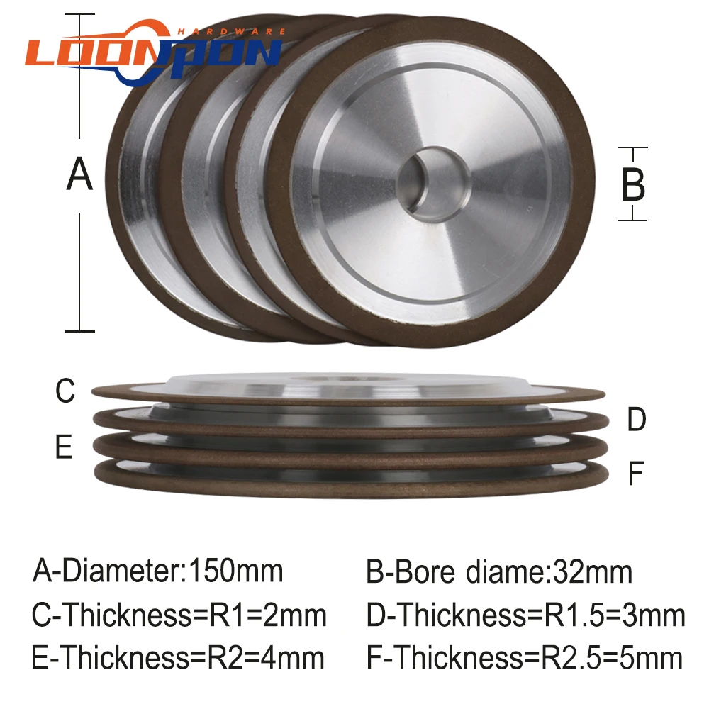125mm 150mm Diamond Grinding Wheel Resin Bond Grinder for Carbide Metal R1/R1.5/R2/R2.5 150Grit | Инструменты