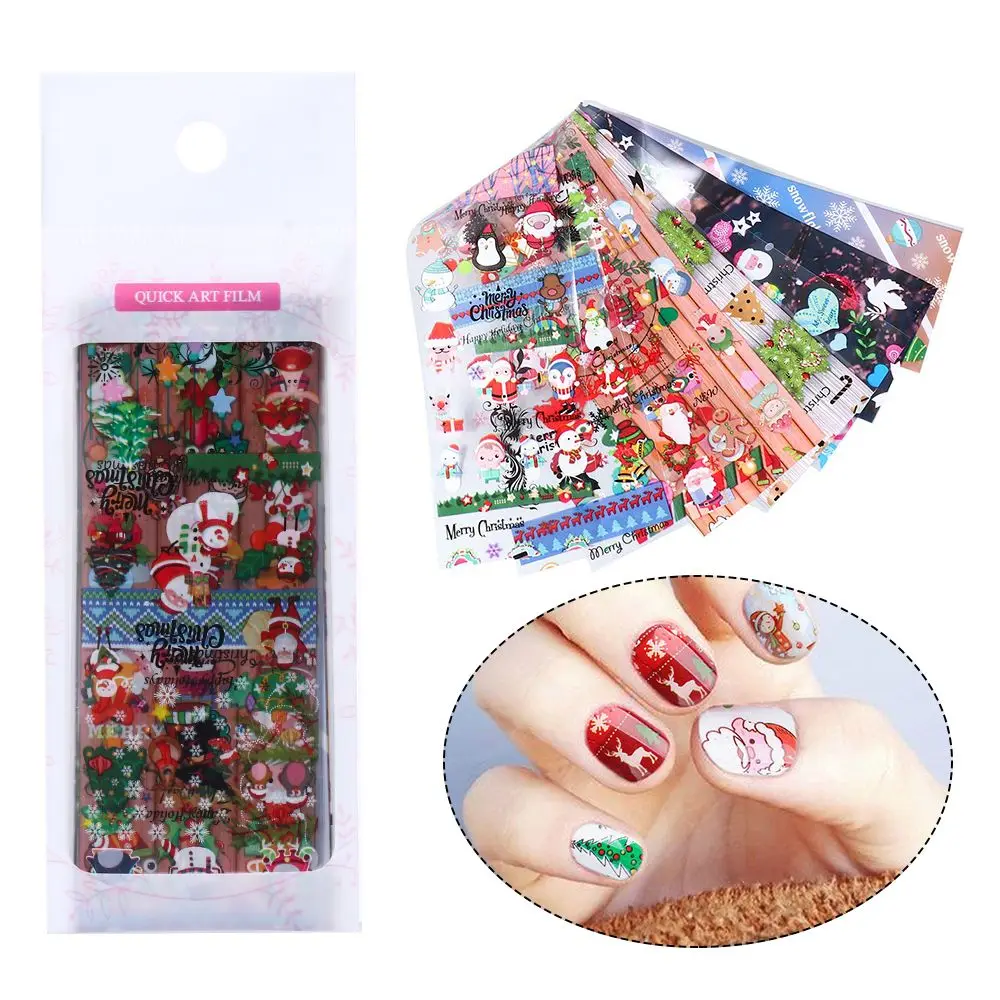 10pcs/Set Christmas Foils Nail Art Stickers Winter Cartoon Snow Santa Elf Charms Tranfer Nail Decals Sliders Tattoo New Year
10pcs/Set Christmas Foils Nail Art Stickers Winter Cartoon Snow Santa Elf Charms Tranfer Nail Decals Sliders Tattoo New Year