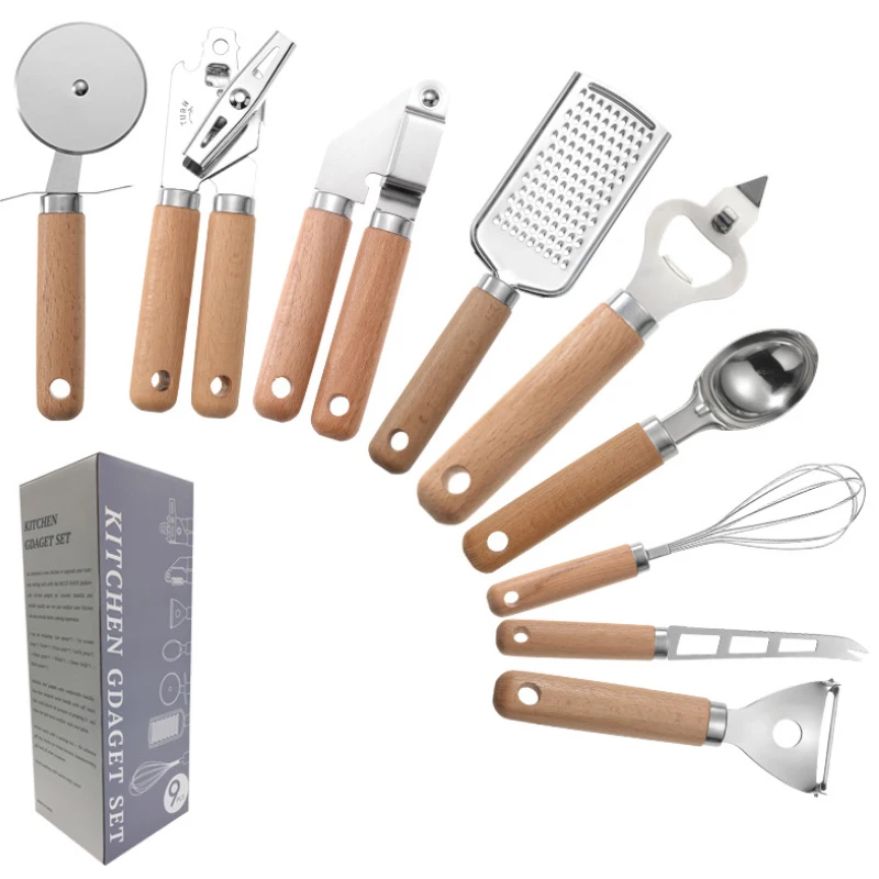 Kitchen Tool Wooden Handle Stainless Steel Multifunctional Kitchen Accessories Set Simple Modern Style Home Baking Supplies
Kitchen Tool Wooden Handle Stainless Steel Multifunctional Kitchen Accessories Set Simple Modern Style Home Baking Supplies