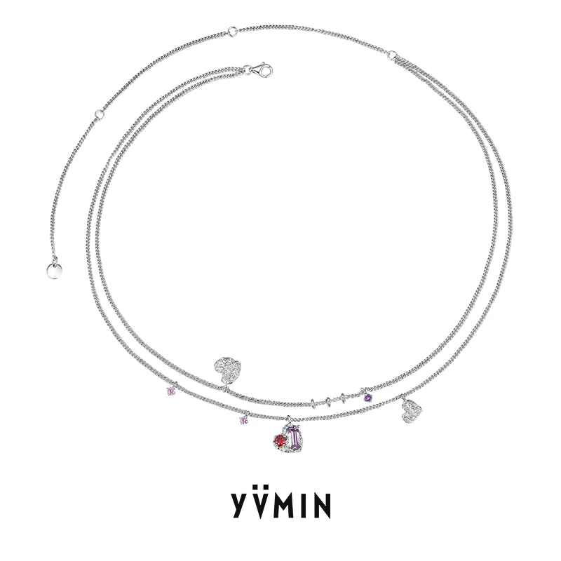 YVMIN YVMIN Dessert Series Gem Heart-Shaped Combination Double-Layer Clavicle Chain 925 Silver Heart-Shaped Necklace
YVMIN YVMIN Dessert Series Gem Heart-Shaped Combination Double-Layer Clavicle Chain 925 Silver Heart-Shaped Necklace