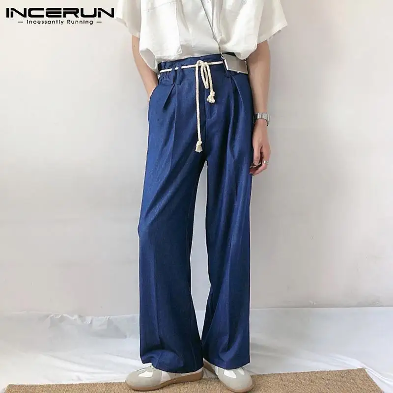 Модные драпированные широкие брюки в Корейском стиле, мужские Красивые брюки, свободные прямые брюки с украшением галстуком, осень 2021 
Модные драпированные широкие брюки в Корейском стиле, мужские Красивые брюки, свободные прямые брюки с украшением галстуком, осень 2021