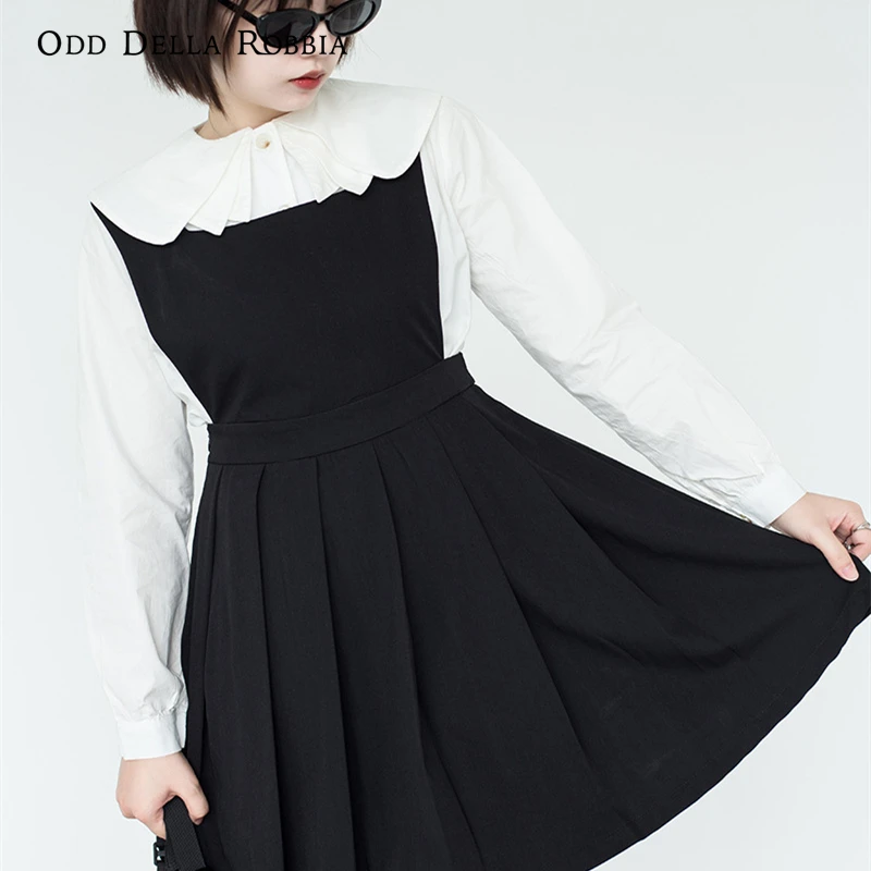 OddDellaRobbia Autumn New Fashion Vintage Style Black Skirt Shirt 2-Piece Set College Style Back Strap Sling Pleated Dress B237
OddDellaRobbia Autumn New Fashion Vintage Style Black Skirt Shirt 2-Piece Set College Style Back Strap Sling Pleated Dress B237