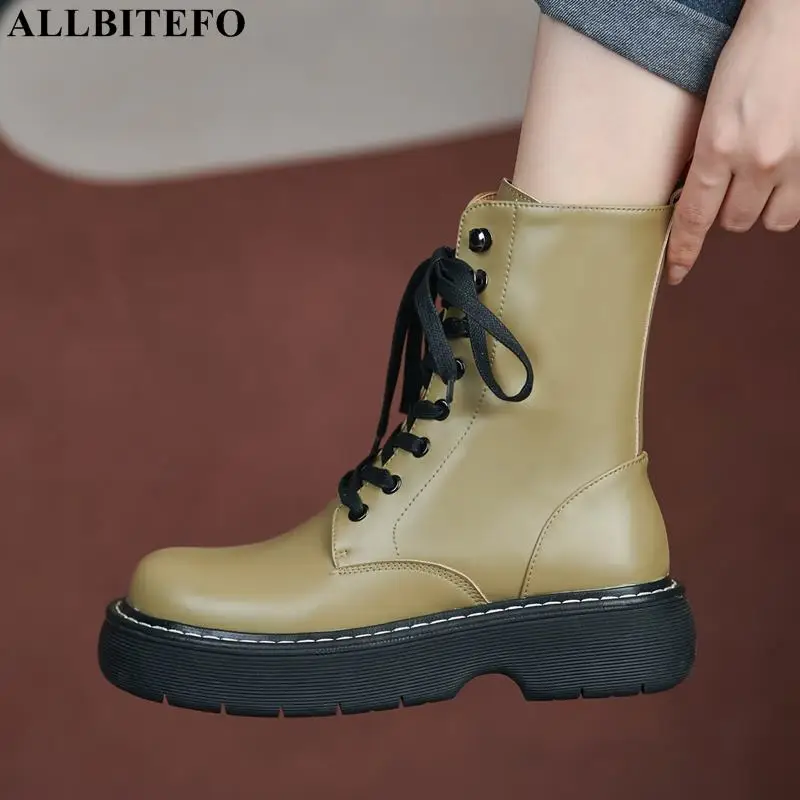 Женские ботильоны из натуральной кожи ALLBITEFO, ботинки на платформе и толстом каблуке, вечерние сапоги, размеры 34-42 
Женские ботильоны из натуральной кожи ALLBITEFO, ботинки на платформе и толстом каблуке, вечерние сапоги, размеры 34-42