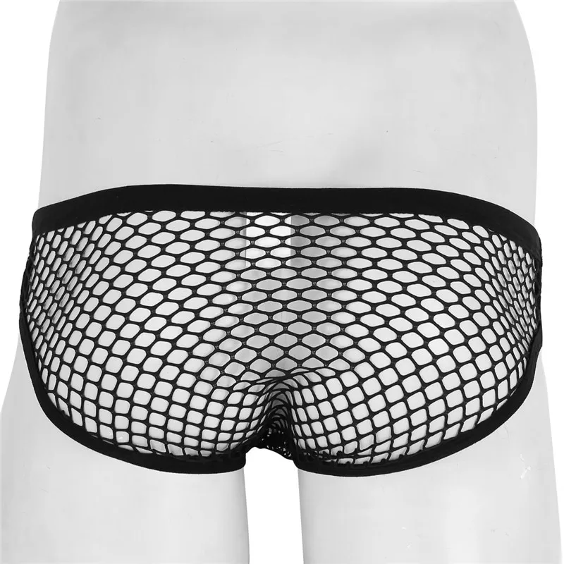 Mens Breathable See Through Fishnet Low Rise Underpants Elastic Waist Bulge Pouch Bikini Briefs Underwear Panties | Спорт и