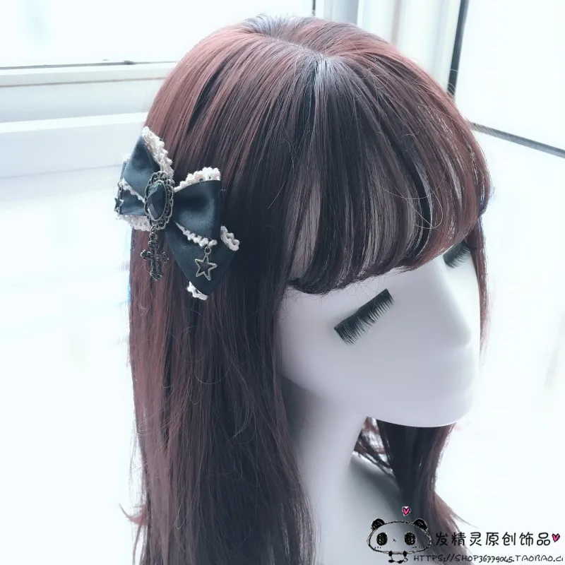 custom Multicolor Headwear Vintage Gothic Dark lolita cross Pendants Lace Bowknot Side clip Headdress hairpin Pair Clip
custom Multicolor Headwear Vintage Gothic Dark lolita cross Pendants Lace Bowknot Side clip Headdress hairpin Pair Clip