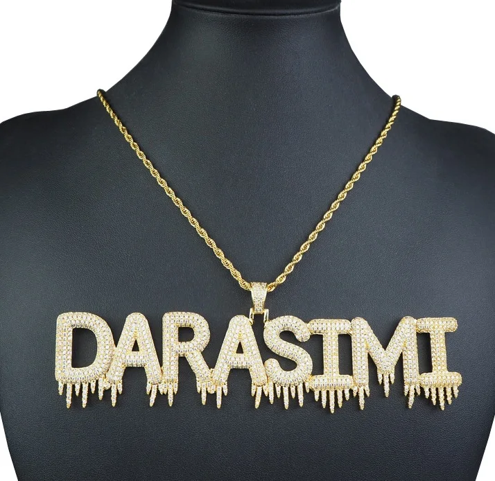 Custom Name Drip Letters Hip Hop Iced Out Pendant Chain Gold Silver Bling Zirconia Men's Hip Hop Charm Gift Pendant Jewelry
Custom Name Drip Letters Hip Hop Iced Out Pendant Chain Gold Silver Bling Zirconia Men's Hip Hop Charm Gift Pendant Jewelry