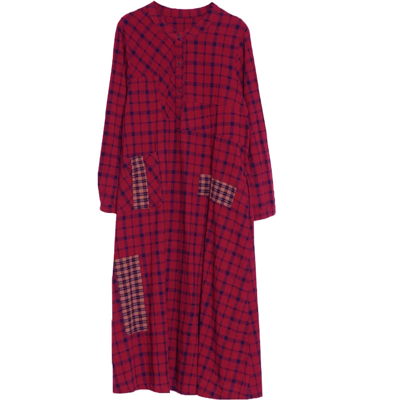 Autumn Clothing for Plump Girls New Artistic Large Size Loose Slimming Plaid Cotton and Linen Long Sleeve Dress Casual Shirt
Autumn Clothing for Plump Girls New Artistic Large Size Loose Slimming Plaid Cotton and Linen Long Sleeve Dress Casual Shirt