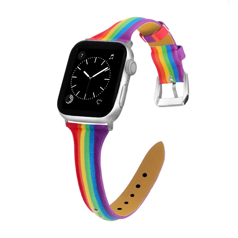 Кожаный ремешок для Apple Watch 44 мм/40 мм iWatch 38 42 Pride Edition часов apple watch 6 se 5 4 3 2 1 браслет |