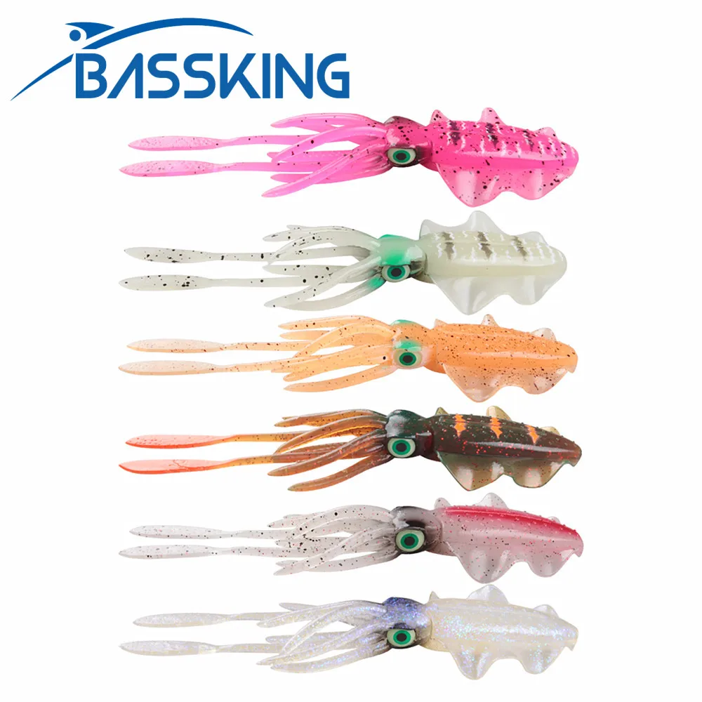 

BASSKING Fishing Soft Squid Lure 100mm/5g 150mm/16g Luminous/UV Squid Jig Fishing Lures for Sea Fishing Wobbler Jig Bait Leurre