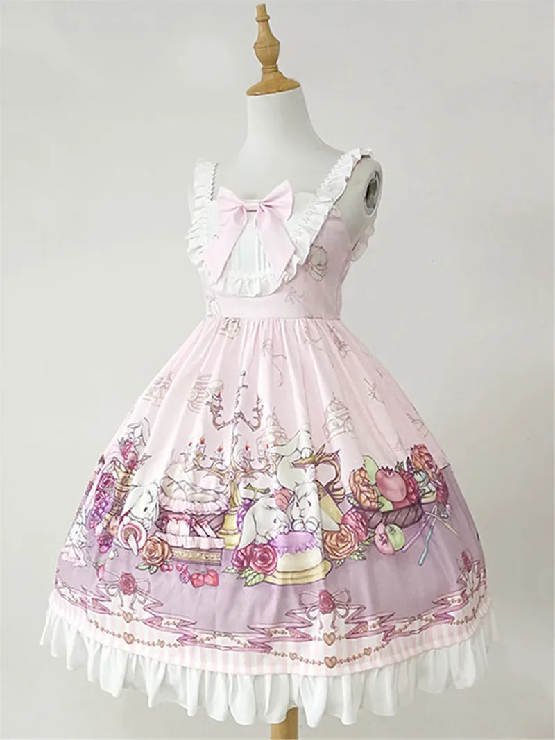 

Lolita Dress Sweet Bows and Ruffles Rabbits Print Lolita JSK Dress