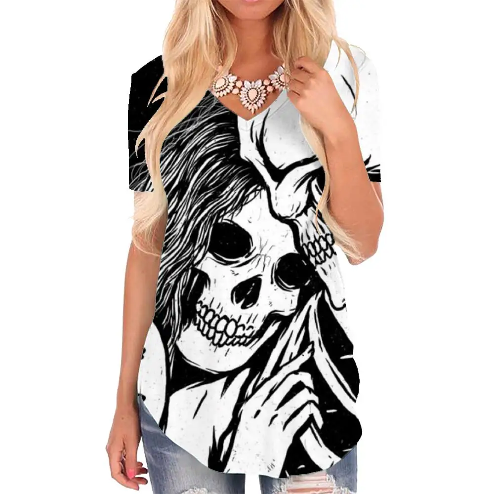 Giyu Brand Skull T Shirt Women Skeleton V-neck Tshirt Love Shirt Print Rock Tshirts Printed Womens Clothing Fashion Casual Tops 
Giyu Brand Skull T Shirt Women Skeleton V-neck Tshirt Love Shirt Print Rock Tshirts Printed Womens Clothing Fashion Casual Tops