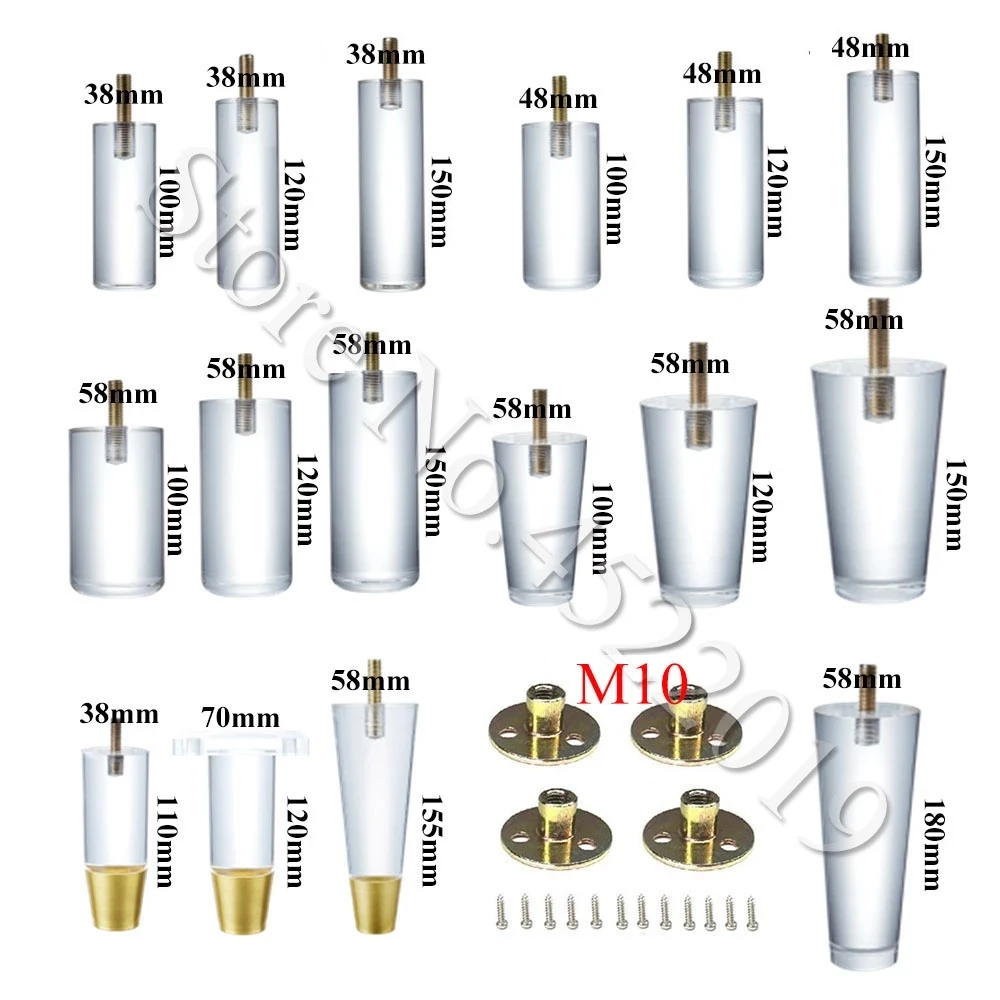 4Pcs M10Screws Acrylic Sofa Legs Clear Round Furniture Legs Replacement for Home Chairs Bed Drawers Cabinet Ottoman Coffee Table
4Pcs M10Screws Acrylic Sofa Legs Clear Round Furniture Legs Replacement for Home Chairs Bed Drawers Cabinet Ottoman Coffee Table
