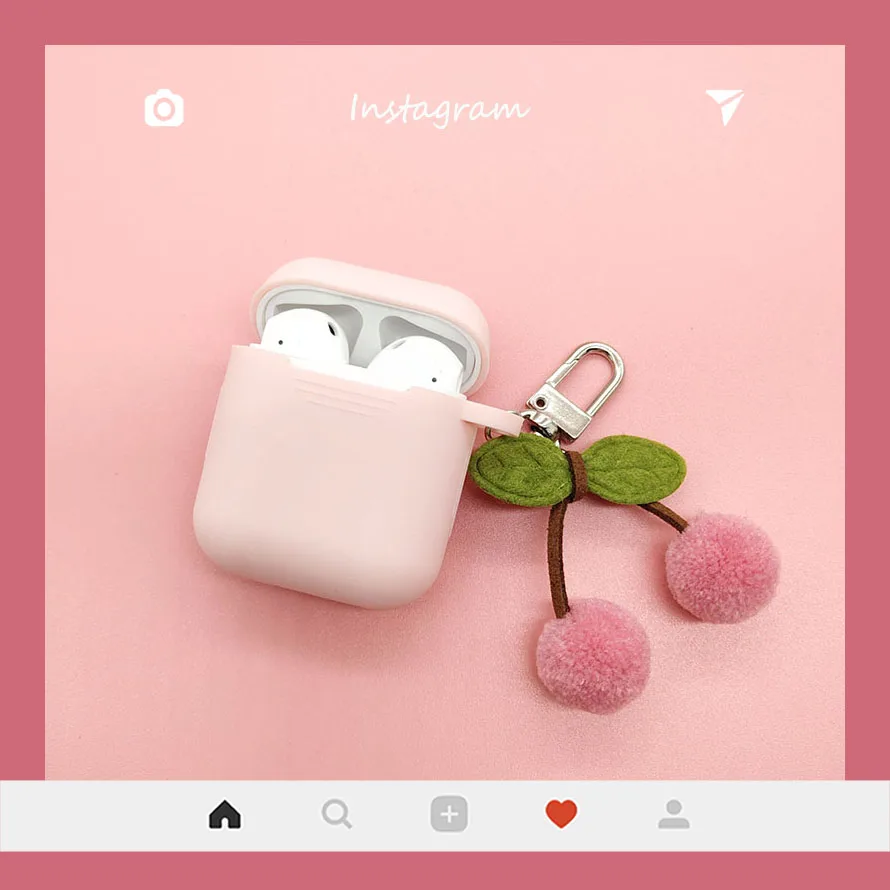 Супер милый плюшевый Вишневый кулон для Apple Airpods чехол силиконовый беспроводной